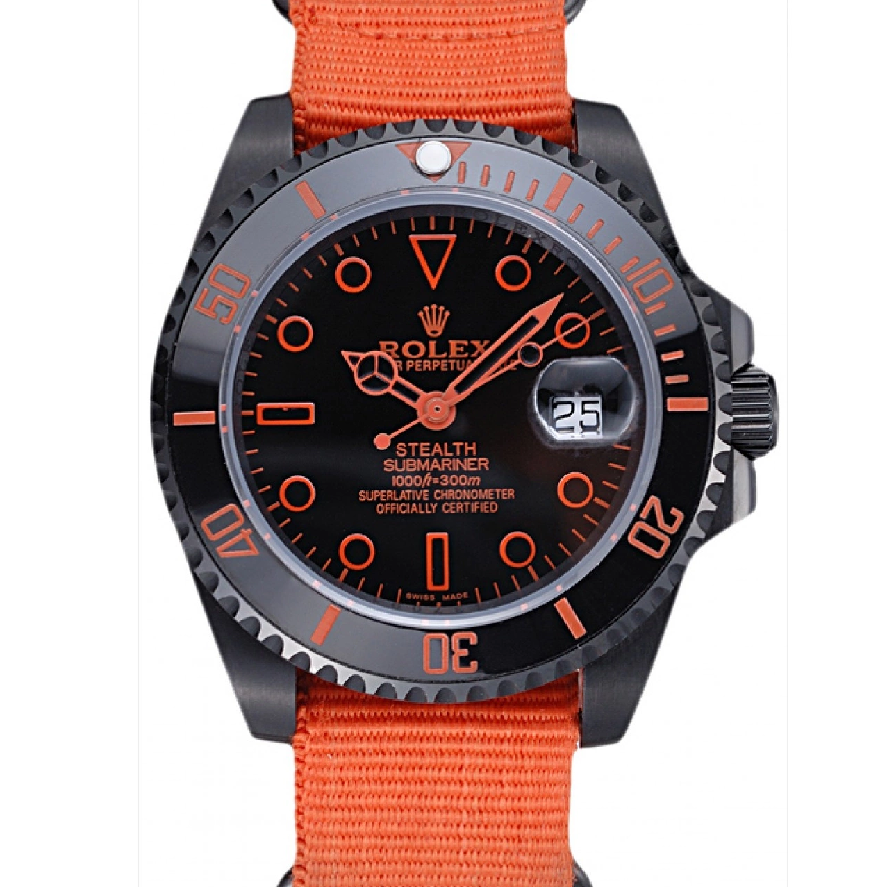 Aaa replica watch Stealth 622011 Nylon Orange Strap Submariner Rolex 0514